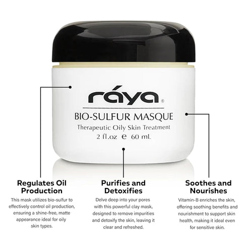 Raya Bio-Sulfur Masque (708), Facial Clay Mask for Deep Pore Cleansing, Exfoliating Face Pack for Oily Skin