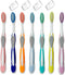 Value Set of 7 Medium Bristles Toothbrushes - Comfort Hold Soft Silicone, Non-Slip, Ergonomic with 4 Ventilated Covers