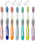 Value Set of 7 Medium Bristles Toothbrushes - Comfort Hold Soft Silicone, Non-Slip, Ergonomic with 4 Ventilated Covers