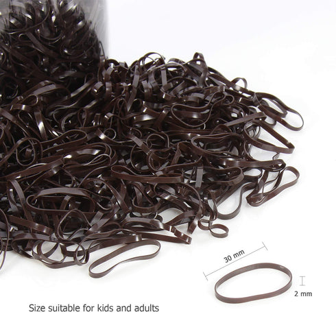 Hoyols Premium Plastic Small Hair Elastics in Brown, Strong Flexible Rubber Bands for Women Kids Baby, 1000 Count TPR