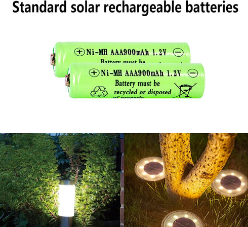 10 Packs 1.2V AAA 900mAh Ni-MH Rechargeable Batteries for Solar Lights