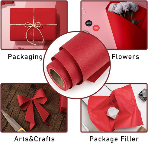 Homeral Kraft Wrapping Paper Roll, 46.8 sq.ft. 17in*32.8ft Christmas Red Solid Color for Various Occasions