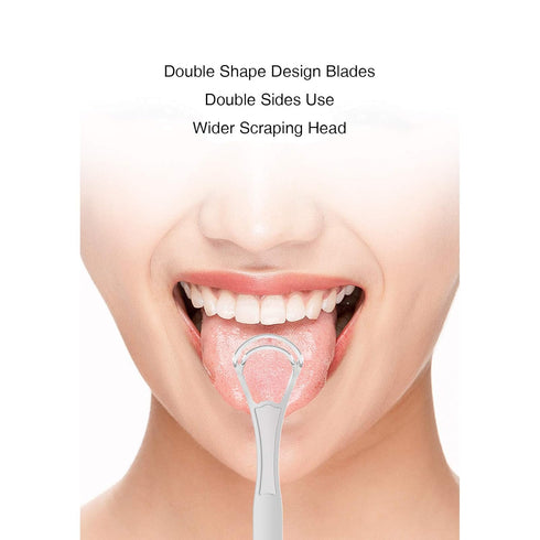 2PCS Tongue Cleaners, Wide-Head Double Blades Scrapers for Oral Care, Rose Gold Color