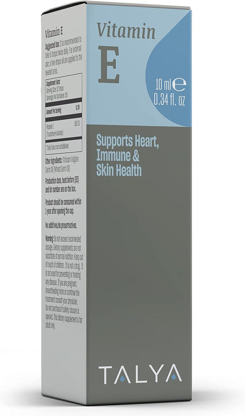 TALYA Vitamin E Liquid Drops, 0.34 fl.oz, Bone, Joint, Heart Health, Non-GMO, Vegan.