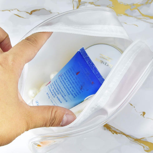 5 Packs Clear Waterproof Cosmetics Bag, TSA Approved, PVC Zippered Toiletry Pouch for Travel, Bathroom, and Organizing