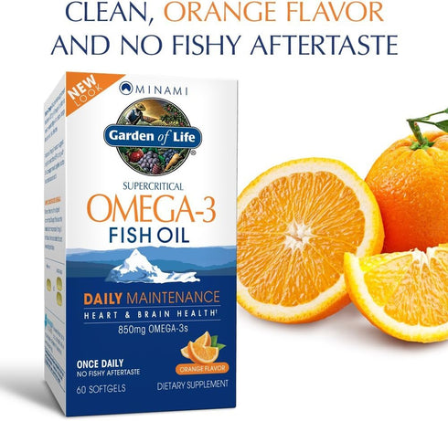Garden of Life EPA/DHA Omega 3 Fish Oil - Minami Natural Supplement for Brain Function, Heart & Mood - 60 Softgels