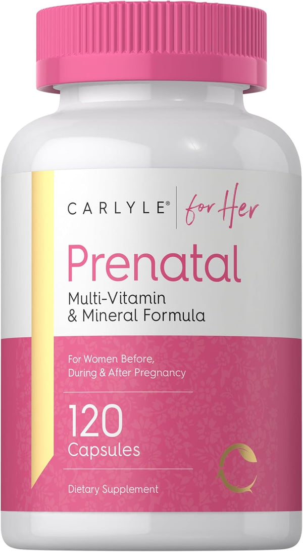 Carlyle Prenatal Vitamins for Women, 120 Capsules, Multivitamin & Mineral Formula with Folic Acid, Non-GMO & Gluten Free