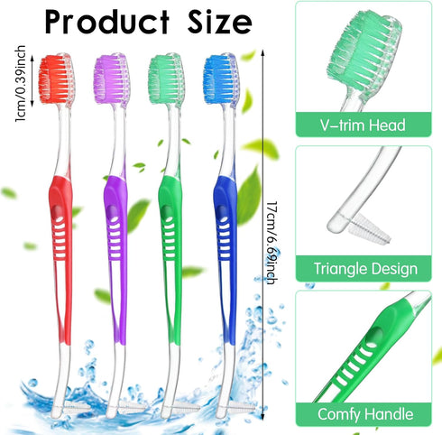 4 Pack Braces Brushes for Teeth, Orthodontic Toothbrush with Interproximal Head, Double Ended Soft Bristles