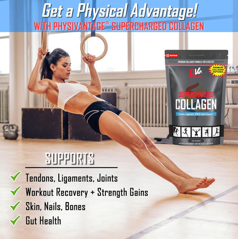 PhysiVantage Supercharged Collagen Peptides Powder - Hydrolyzed Collagen for Joint, Skin, Tendon & Ligament Health -