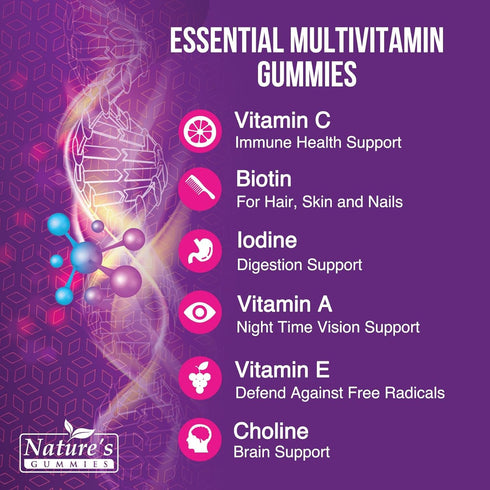 Gummy Multivitamin for Adults, Extra Strength Multi Gummies, Immune Health Support, 60 Count