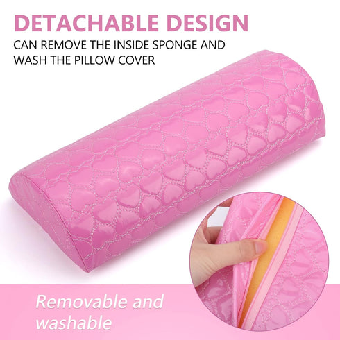 Nail Pillow Hand Rest for Nails - Washable PU Leather Nail Armrest Cushion, Detachable Manicure Tool for Nail Tech