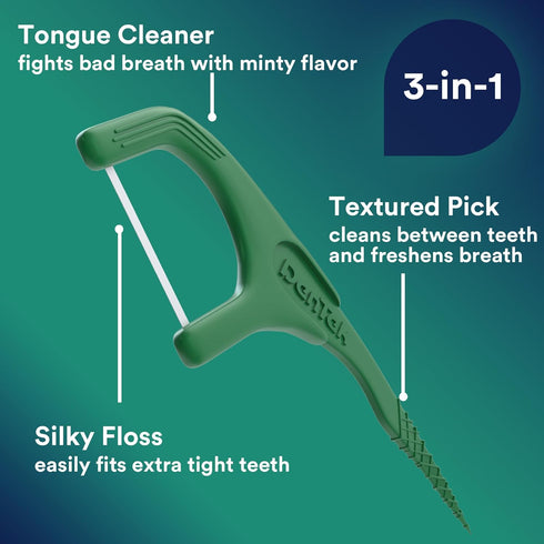 DenTek Fresh Clean Floss Picks for Extra Tight Teeth, 75 Count, 3 Pack