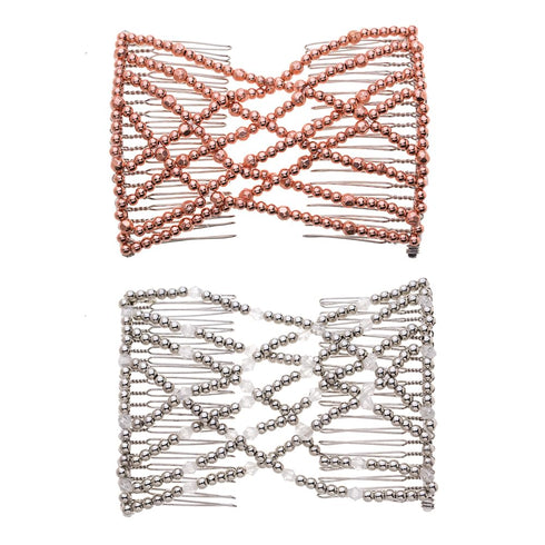 Ruihfas 2 Pcs Magic Beading Easy Stretching Hair Combs Double Clips Hair Styling Accessories for Women Girls
