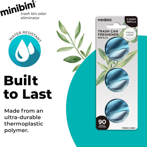 Flint Minibini Trash Can Deodorizer and Odor Eliminator, Garbage Can Air Freshener, Refill Pack
