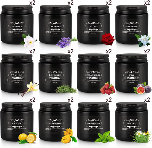 Set 24 Pack,Black, Set Scented Candle Candle for Home Scented, Odor Eliminating, Stress Relief, Long Lasting Soy Wax