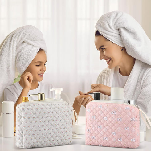 6 Pieces Coquette Makeup Bag Set, Cute Flower Aesthetic Large Floral Pouch