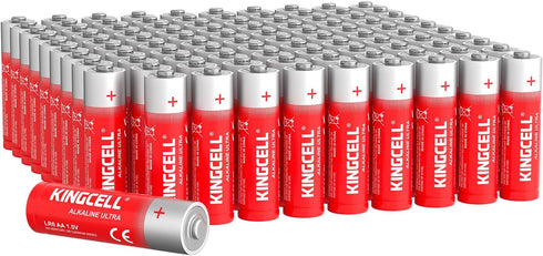 KINGCELL AA Batteries 100 Pack, High-Performance Alkaline AA Batteries 10-Year Shelf Life Double
