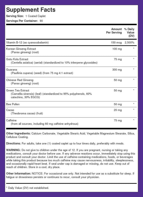 Piping Rock Ultra Energy Booster | 90 Capsules | with Caffeine | Non-GMO, Gluten Free Supplement