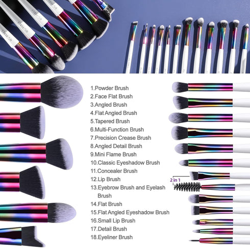 BS-MALL Makeup Brushes Kit - Premium Synthetic Makeup Tools Set with 18 Pcs for Foundation, Contour, and Lip
