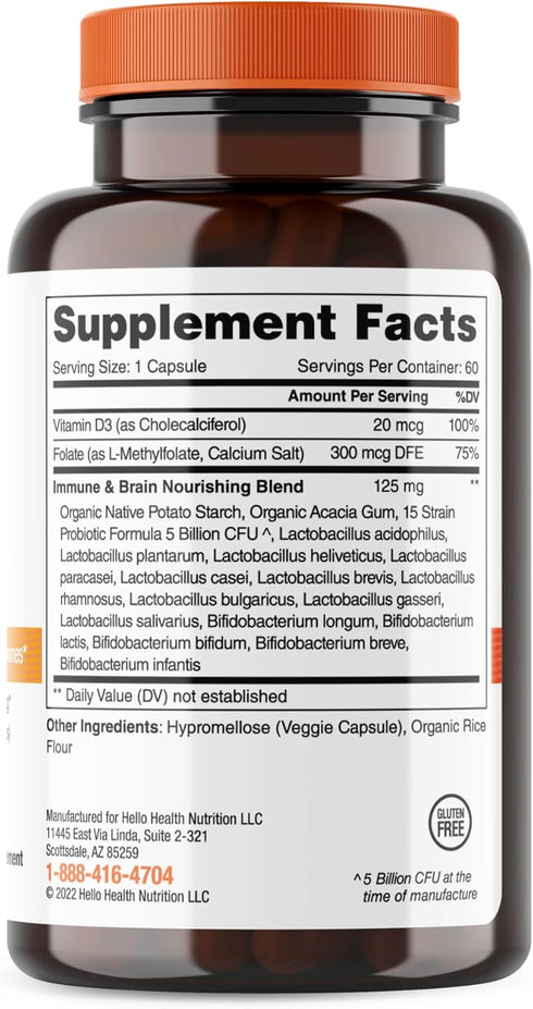 Daily Probiotic for Women, Men + Kids, 60 Count with Prebiotics, Probiotics, and Vitamin D3 for Gut Health