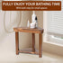 ANABIUP Shower Foot Rest Stool - Wood Waterproof Corner Shaving Stool with Storage Shelf for Small Bathroom Spaces