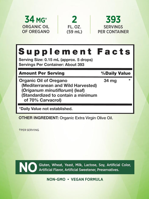 Nature's Truth Oil of Oregano Organic Liquid Drops | 2 fl oz | Mediterranean and Wild Oregano Supplement | Non-GMO & Gluten Free