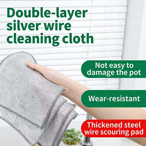 YOFAN 5-Pack 7.9-Inch Dual-Layer Metal Mesh Cleaning Cloths - Scratch-Free Kitchen Scrubbers for Dishes & Cookware