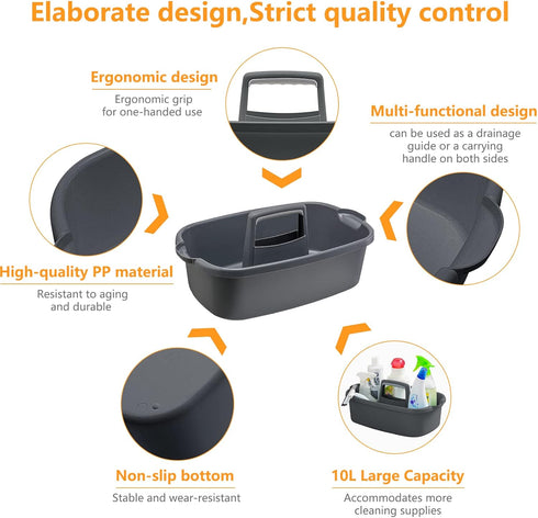 Multi-Purpose Plastic Cleaning Caddy with Handle - Shower Caddy Organizer/Storage Basket for Bathroom Supplies and