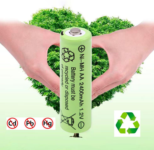 12 Packs AA 2400mAh High Capacity Rechargeable Batteries, 1.2V NiMH Low Self Discharge for Solar Lights