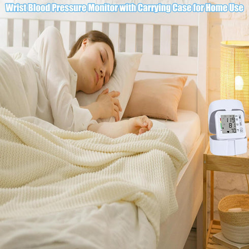 Electronic Blood Pressure Monitor, Wrist BP Monitor with 2x99 Reading Memory for Adults, Carrying Case for Home Use