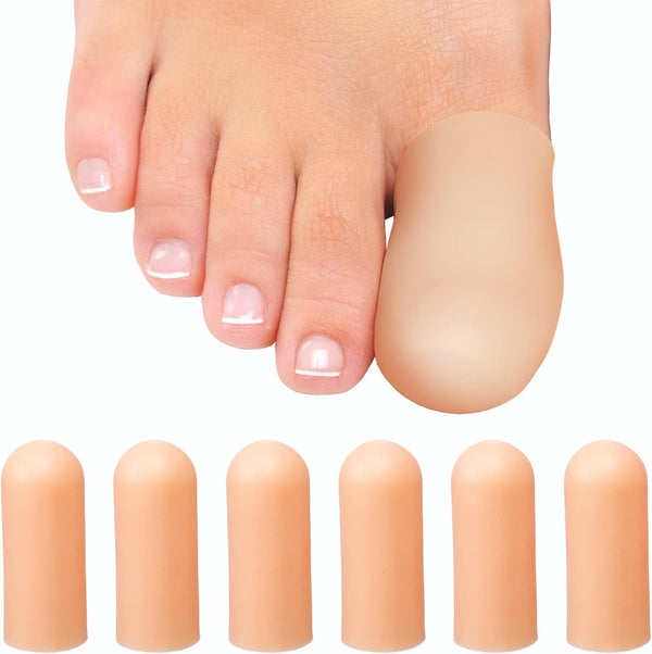 Homergy Original Soft Gel Toe Cap, 6 Big Toe Protectors for Women & Men, Relief from Missing/Ingrown Toenails, Corns,