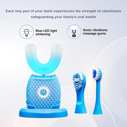Ralexidog 360 4 Automatic U-Shaped Electric Toothbrush Kit for Adults, Ultrasonic Hands-Free Toothbrush
