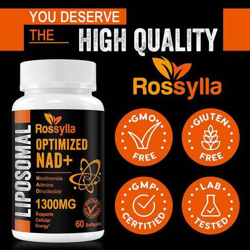 1300 MG Liposomal NAD+ Supplement | Highest Absorption Purest NAD Supplement for Aging Defense, Cellular Energy,
