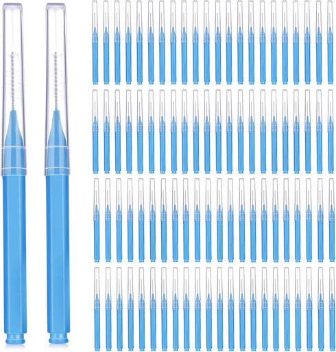 Patelai 100 Pieces Braces Brush, Interdental Brush Toothpick for Dental Hygiene, Sky Blue, 0.53"x0.1"