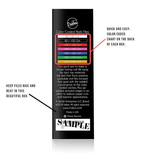 Professional Nail Files Black Washable Emery Boards, 7 Inches Long, 12 Fingernail Files Per Pack (180/240)