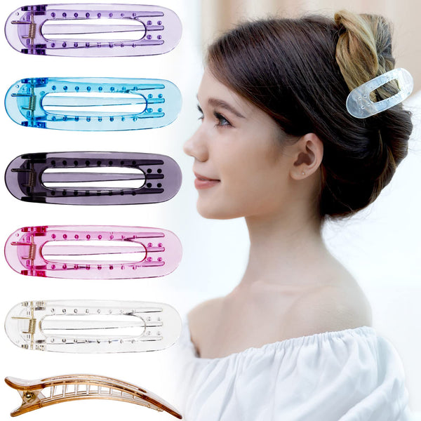 RC ROCHE ORNAMENT 6 Pcs Flat Lay Down Hair Clips, Durable Plastic Side Slide for Women Styling