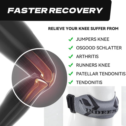 INDEEMAX Knee Brace Strap for Women and Men, Patellar Tendon Support Strap for Knee Pain Relief, Gray