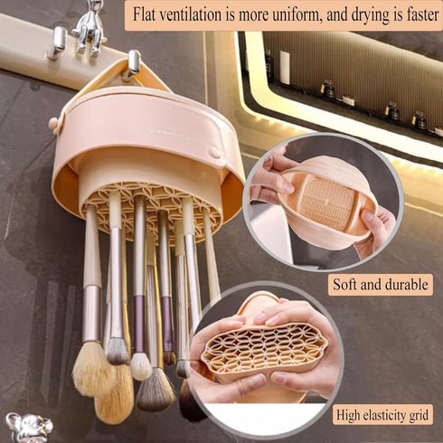 Makeup Brush Cleaner Mat, 3 in 1 Foldable Silicone Cosmetic Brush Cleaner for Cleaning and Organizer