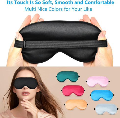 Silk Eye Mask Sleeping Blindfold for Nap, Adjustable Sleep Cover, Blackout Eye Shade for Travel