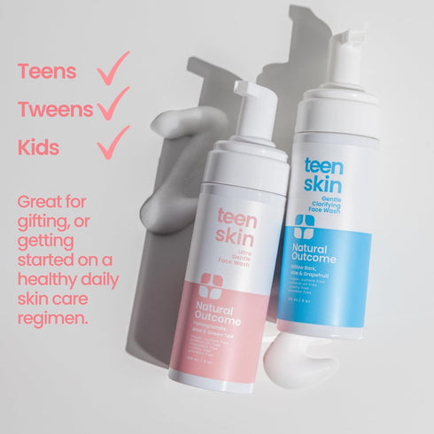 Teen Skin Face Wash Duo - Gentle Foaming Daily Face Wash for Boys & Girls, Non-toxic Ingredients (Two 5 oz Bottles)