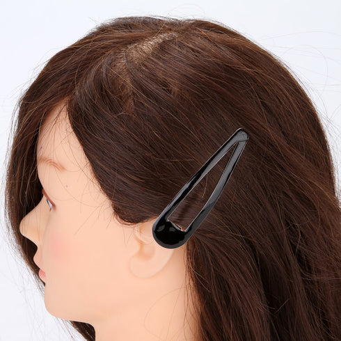 LONEEDY Pack of 10 Large Metal Stoving Varnish Hair Snap Clips, 3.5 inch Long, Black