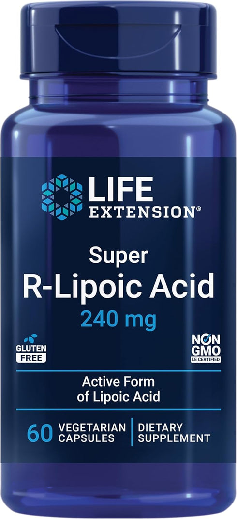 Life Extension Super R-Lipoic Acid 240 mg - 60 Vegetarian Capsules for Anti-Aging and Liver Health