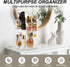 Rotating Makeup Organizer, 360 Spinning Skincare Storage Case with Brush Holder for Vanity Bathroom - Large