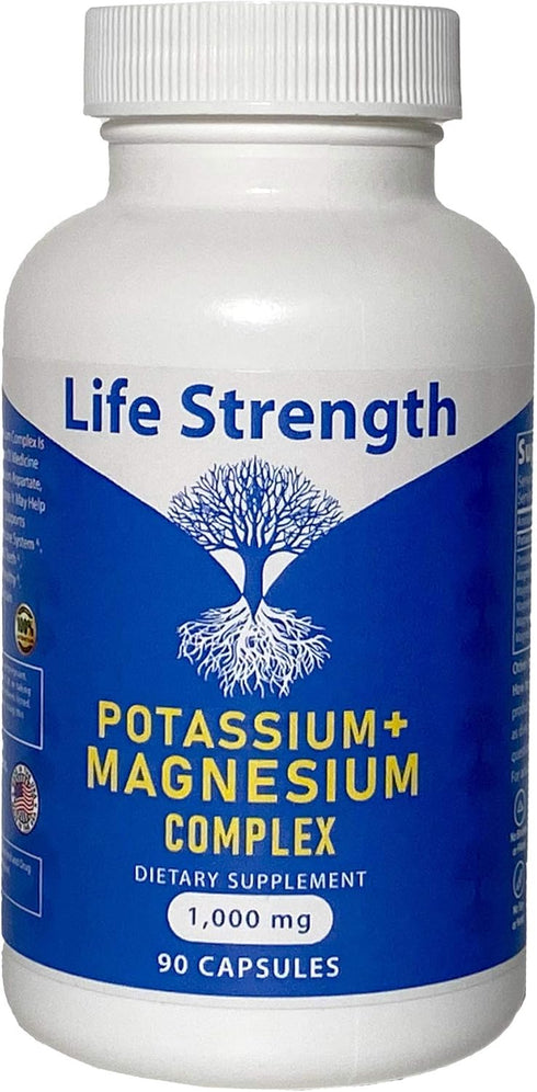 Life Strength Potassium & Magnesium Complex, 1000mg with Aspartate, Oxide, Glycinate, 90 Capsules