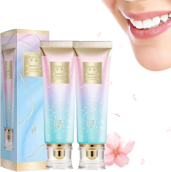 2Pcs Niacinamide Whitening Toothpaste, Fresh Breath Nicotinamide Dazzle White Toothpaste, Remove Tooth Stains