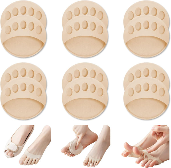 12 Packs Metatarsal Pads, Ball of Foot Cushions, Honeycomb Fabric Forefoot Pads for Pain Relief, High Heels