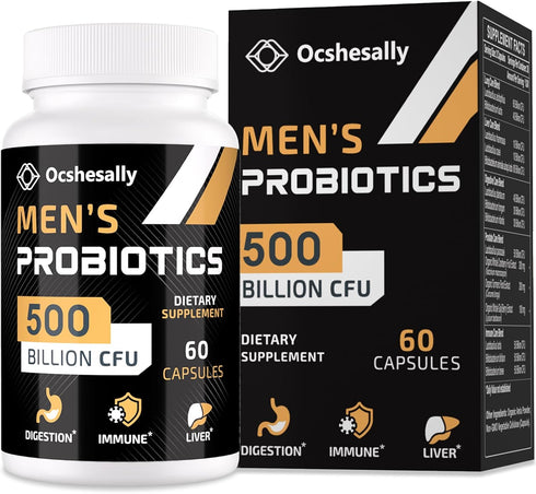 Probiotics for Men, 500 Billion CFUs & 12 Strains with Turmeric, Cranberry, Goji for Digestive, Immune & Bloating