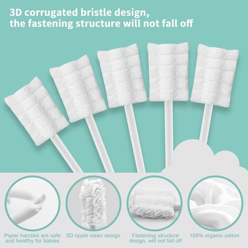 42PCS + 1 Finger Baby Toothbrush with Box Absorbent Gauze Baby Oral Cleaner, Baby Tongue Cleaner, Disposable infant Tongue Cleaner Newborn Oral Cleaner Gentle Cleaning Care for 0-36 Months Babies