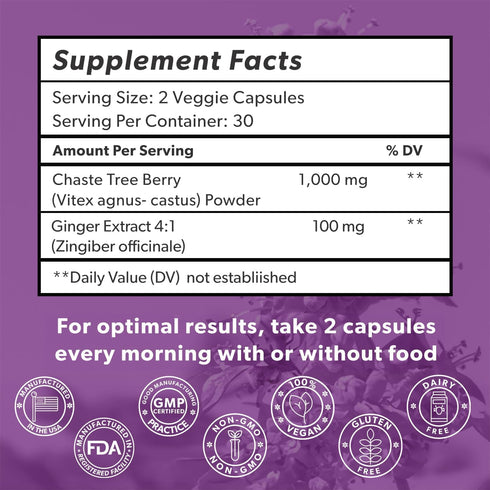Intimate Rose Vitex Chasteberry Supplement for Women, 1000 mg for Hormone Balance, Fertility & PMS Support