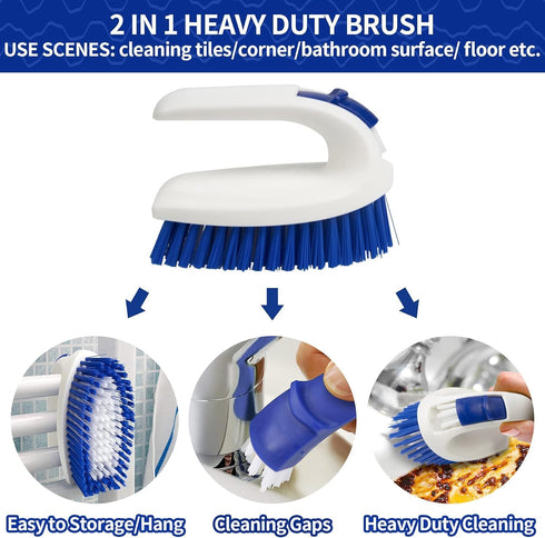 Set CELOX Kitchen Scrub Brush with Ergonomic Handle, Deep Cleaning Brushes, Include Dish Brush (Blue White)